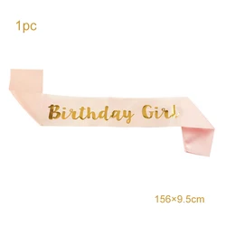 Birthday Party Decoration 18 21 30 40 50 Rose Gold Satin Sash Crystal Crown Tiara Happy Birthday Anniversary Party Supplies
