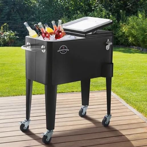 60QT metal cooler cart ,Beverage Cooler Push Cart with Wheels