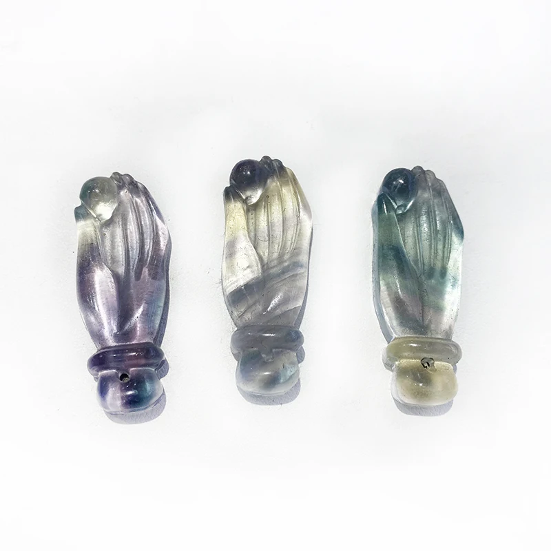 Natural Healing Crystal Carved Hand Shape fluorite Pendant Iridescent fluorite Charm For Necklace Jewelry Making