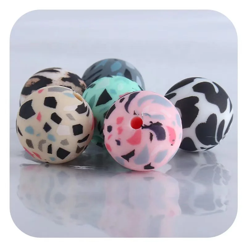 Baby teething Round Food Grade Silicone beads DIY Pens Accessories Custom Silicone Loose Beads