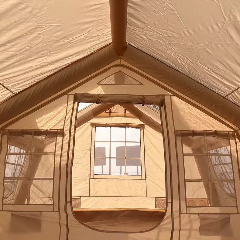Camping Outdoor  Waterproof Air Inflatable luxury Cabin House Cotton Tent For 5-6 Person Inflatable Camping Tent