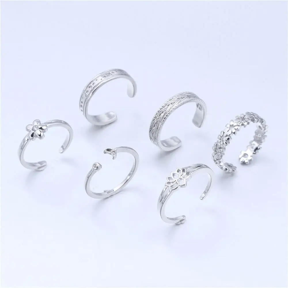 Summer Knuckle Foot Adjustable Ring 37 Styles Copper 18K Gold Plated Jewelry Geometric Love Heart Toe Chain Adjustable Toe Rings