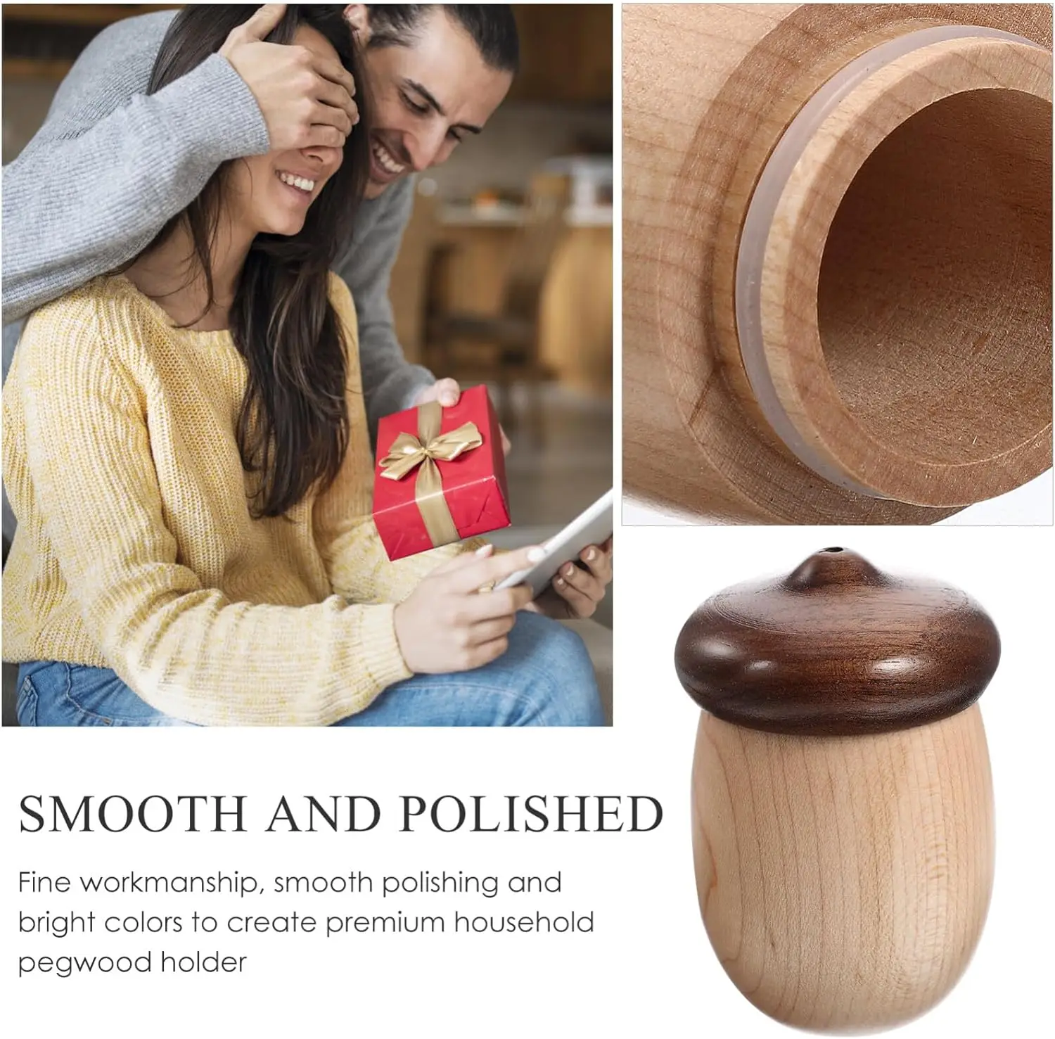 Toothpick Holder Dispenser Wood Cute Nut Shape Toothpick Dispenser Container Vintage Toothpick Storage Box