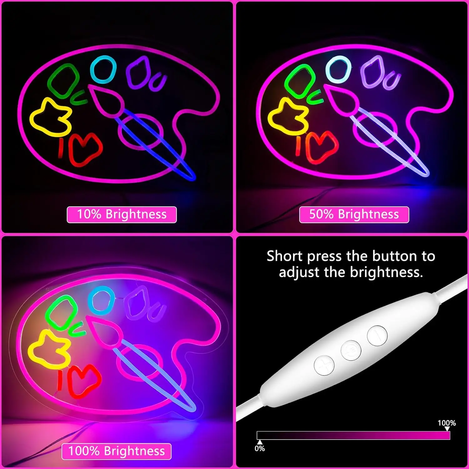 Neon Sign Wall Decor Studio Room Pink LED Lights Paint Palette Aesthetic Operated Light Door Decorations Draw Decor Neon Signs