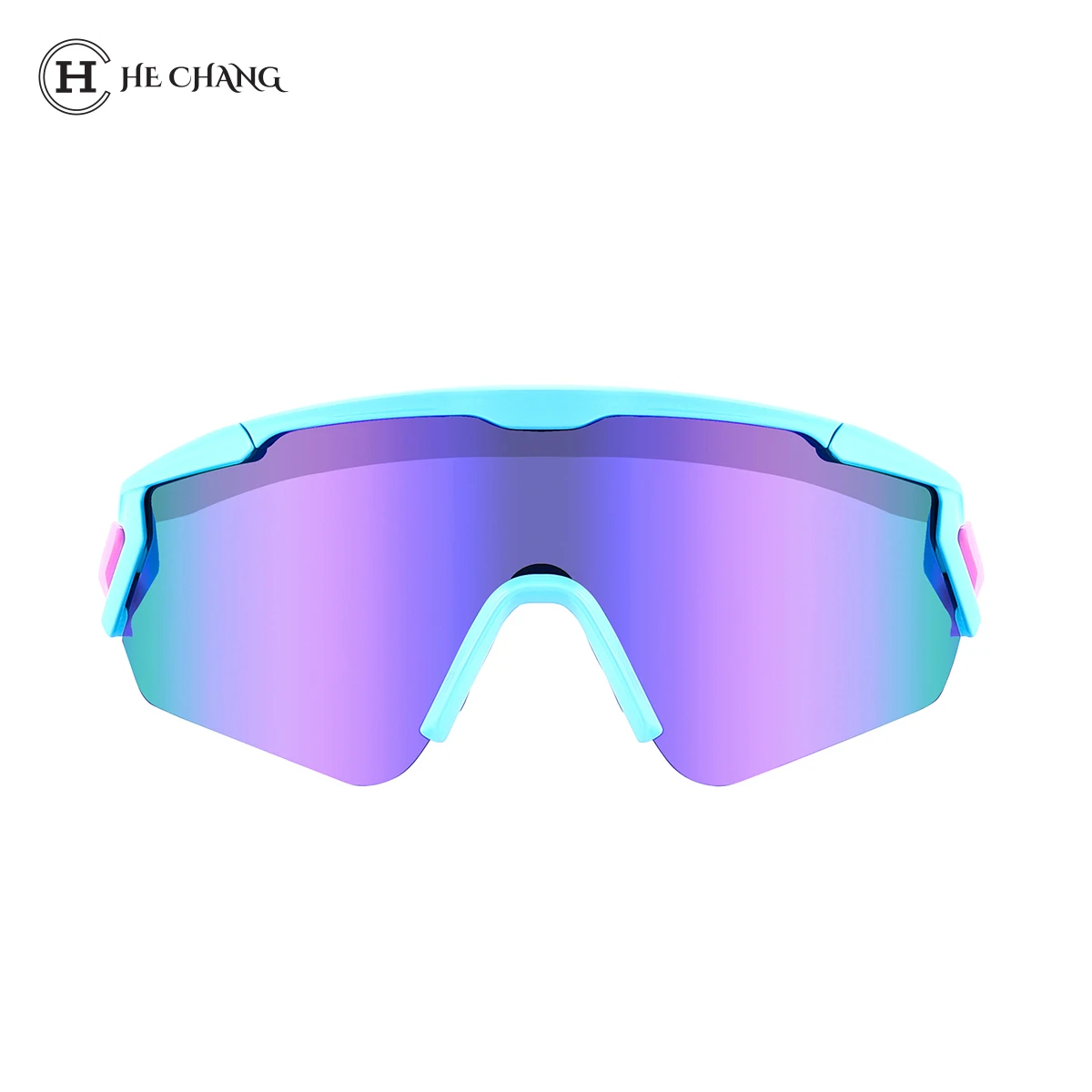 HeChang 2021 Custom Sport Sunglasses Purple Mirror Glasses Cycling Newest Sunglasses Outdoor Sport Biking Goggles With Oversize
