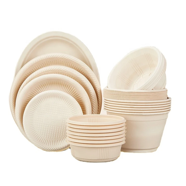 Customize Logo 500ml Biodegradable Disposable Salad Core Starch Bowl Eco-friendly Leakproof Food Soup Box Bowl