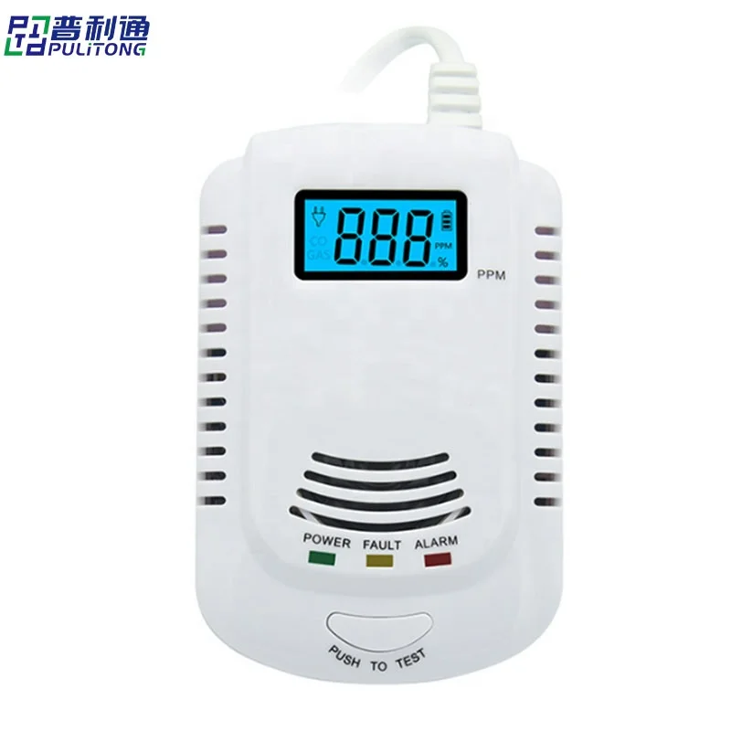 
Pulitong 2 in 1 9V Battery Backup LPG Natural Gas Leak & CO Carbon Monoxide Alarm Detector For Home with EU | US | UK Plug 