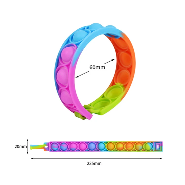 New Stress Relief Popping It Silicone Push Bubble Squeeze Sensory Fidget Toy Popit Bracelets