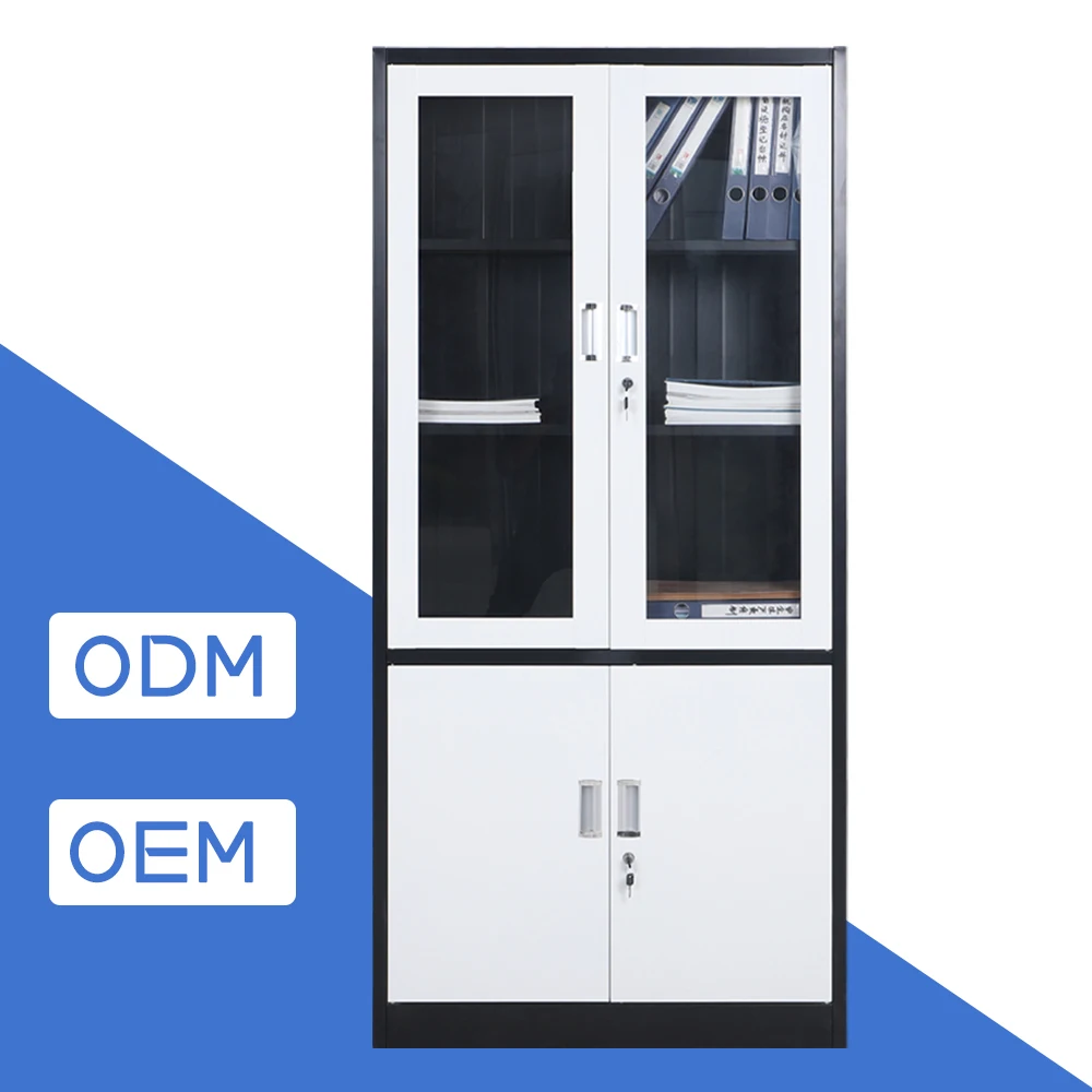 Хит продаж 4 двери библиотека стальной шкаф для документов качели стеклянная дверь металлический офисный запираемый с полками
