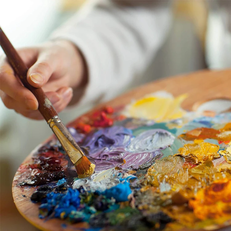 Manufacturer direct sales oval rectangular wooden artist paint palette for mixing acrylic oil paint