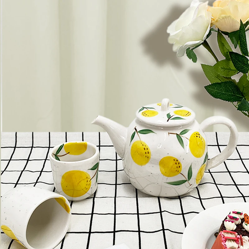 ZC Japanese style ins creative fruit pattern ceramic teapot cute cold kettle cup under glazed hand-painted tea set