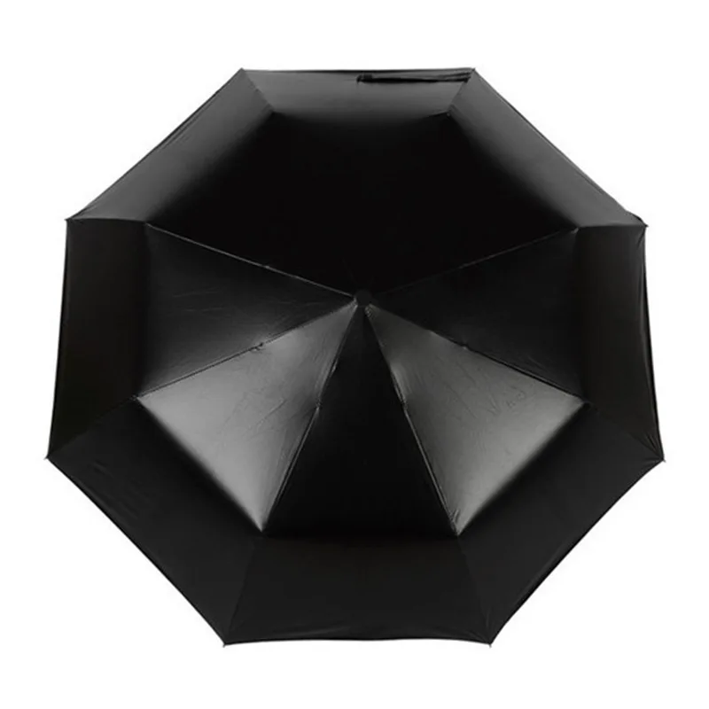Hot seller 3 foldable Full Automatic 190T Pongee Black Coating Outside and Blue Sky Inside Sunny Umbrella with Custom Logo