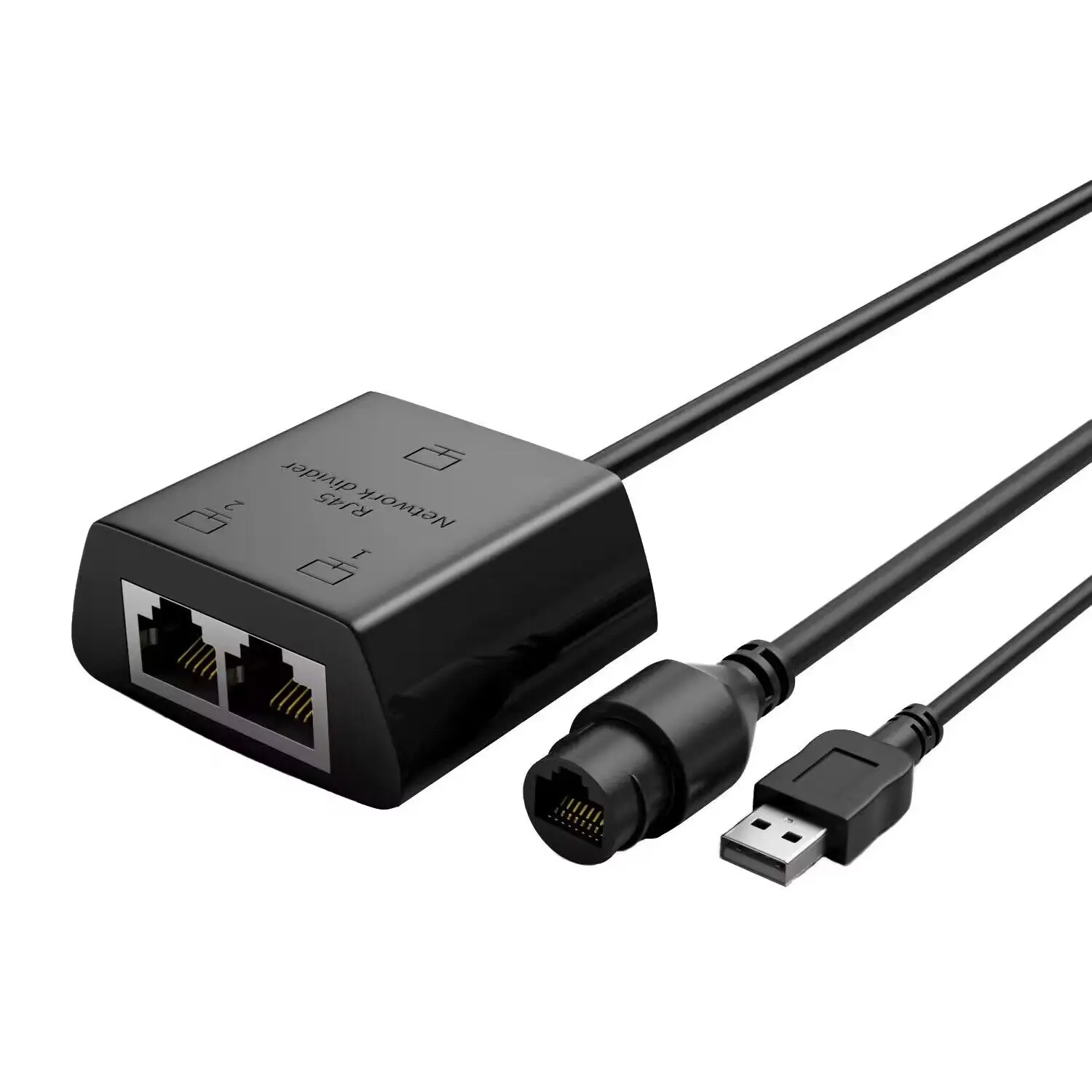 RJ45 1 to 2 Network Splitter Divider 2 Port 100M Ethernet with USB Powered Access The Internet at The Same Time