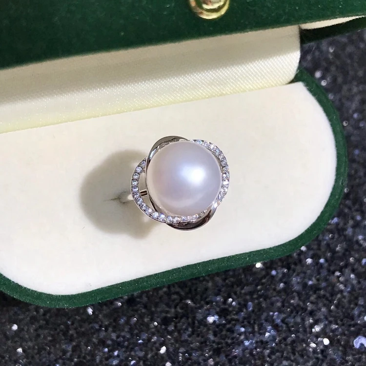 wholesale adjustable 925 sterling silver Freshwater pearl ring setting pearl mountings ring design for women