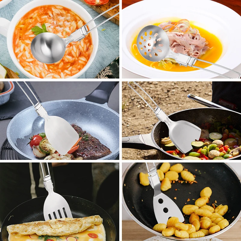 Camping Accessory Stainless Steel Folding Colander Foldable Mini Portable Cooking Kitchenware