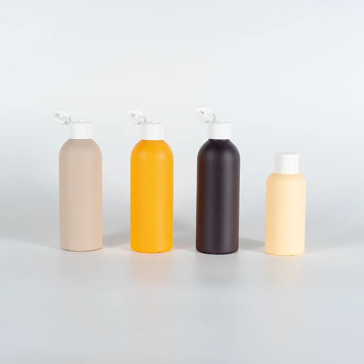 Custom Round HDPE PE PCR Empty Matt Soft Touch Rubber Finish Plastic Bottle Container For Cosmetic Skincare