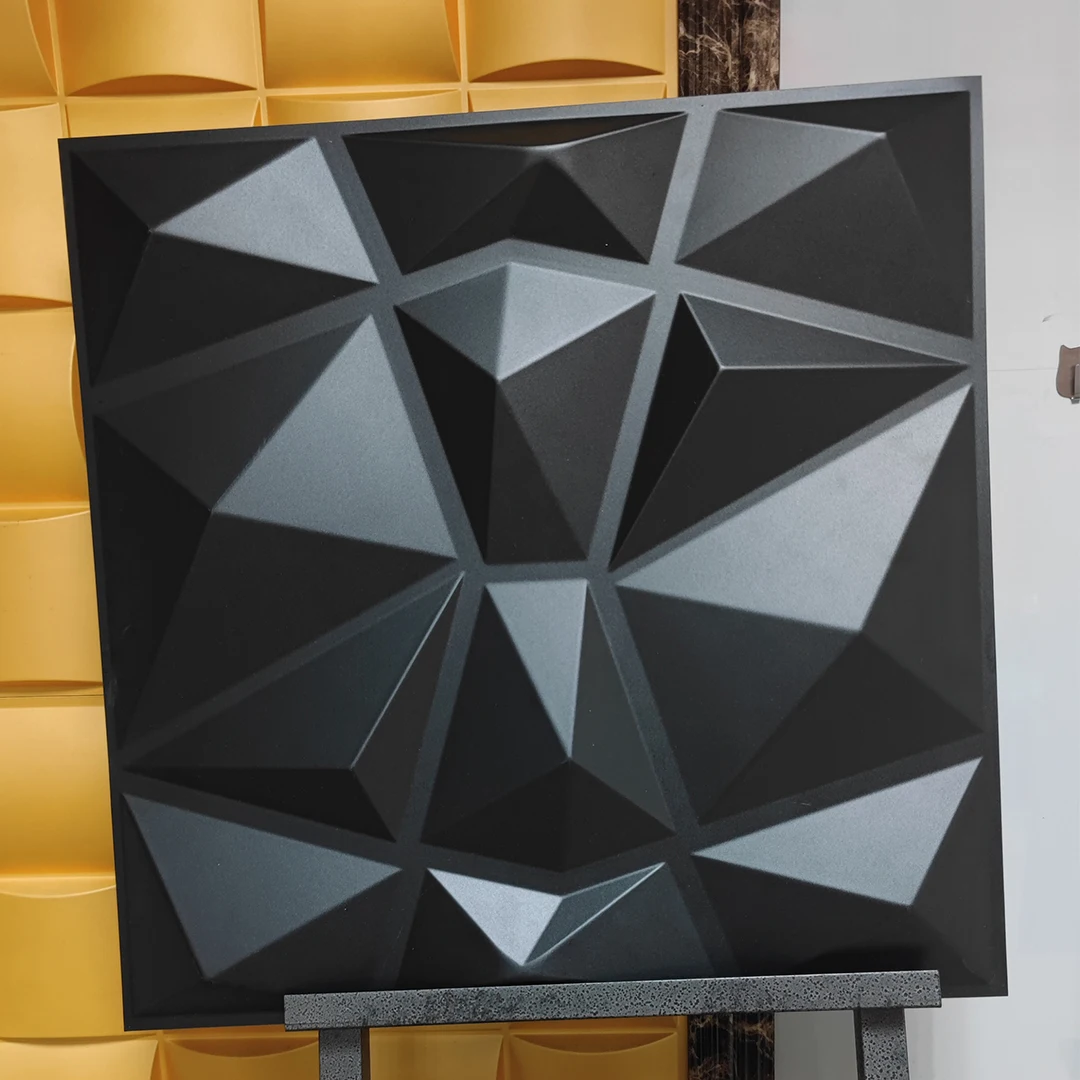 Matt Black diamend shape eco-friendly easy to install 3d pvc wall panel wall sticker paperFor wall decoration