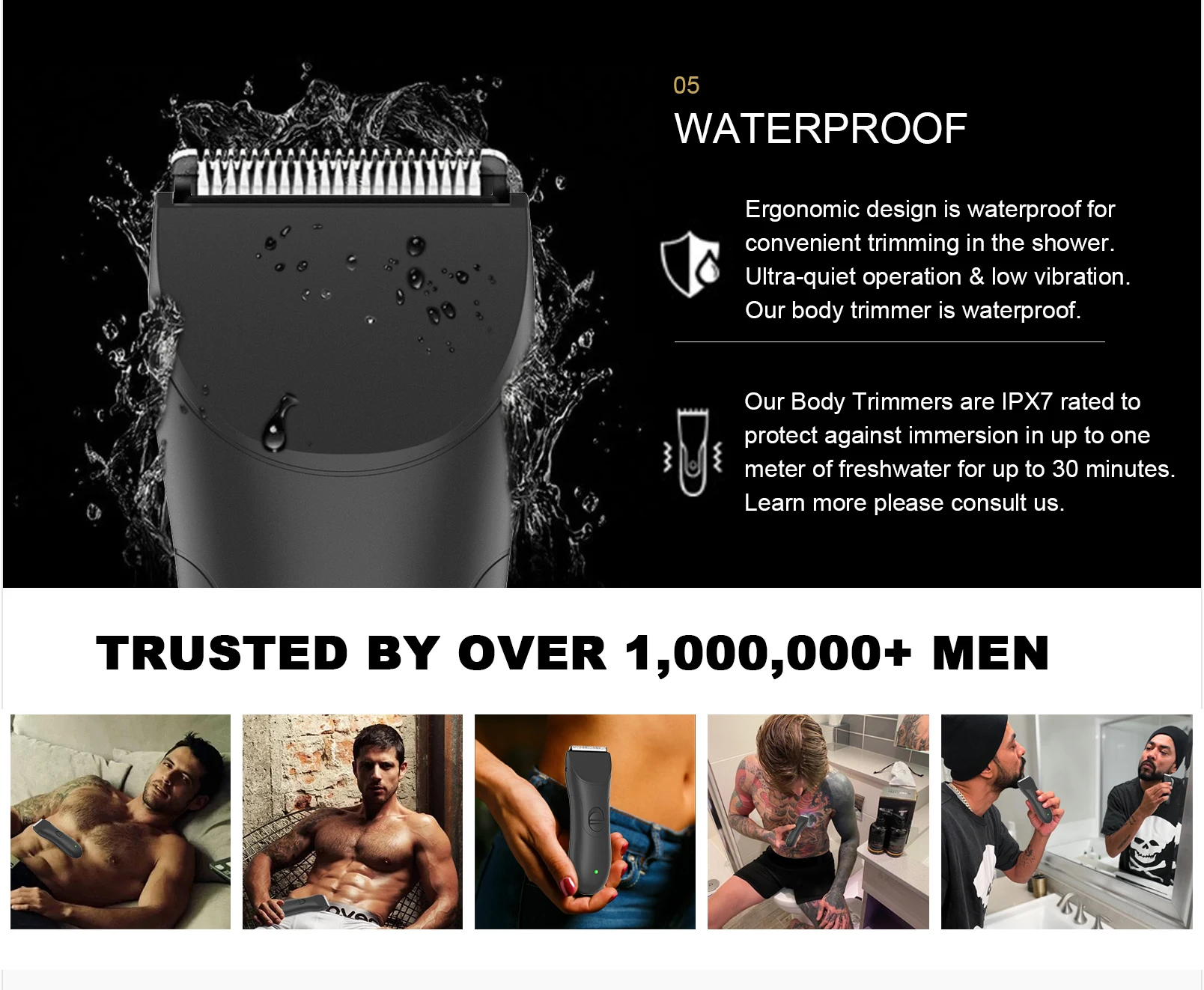 
Electric waterproof body groin manscaping hair trimmer for man and lady 