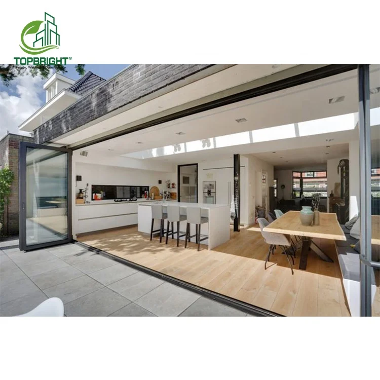 Topbright high quality fold slide door exterior commercial insulated glass bifold folding patio doors