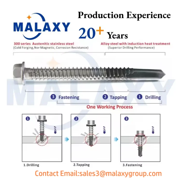 Самосверлящие Винты MALAXY Bi-Metal с шестигранной головкой шайбы со скрепленными EPDM биметаллическими винтами 1000h ruspert