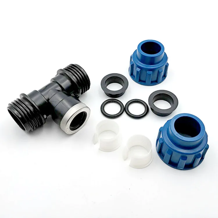 
Drip Irrigation Plastic Pipe Fittings With Single Outlet Thread Compression Accessories Tee With Ring 