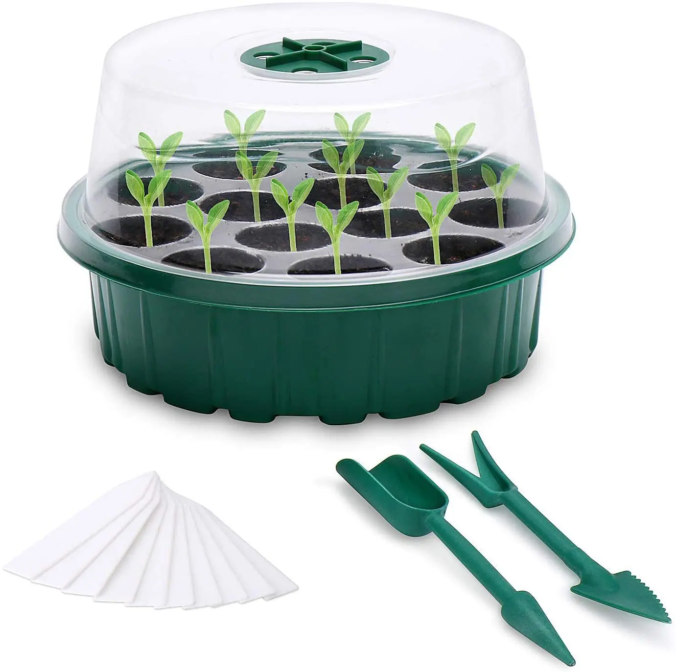 Садовый горшок для растений, коробка для выращивания растений с крышкой, 13 ячеек, стартер для всрастания, поднос для рассады с куполом