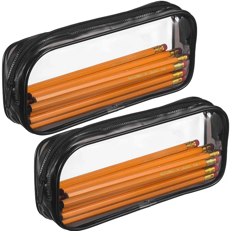 Custom Cheap Pencil Bag Transparent PVC Plastic School  Pencil Case