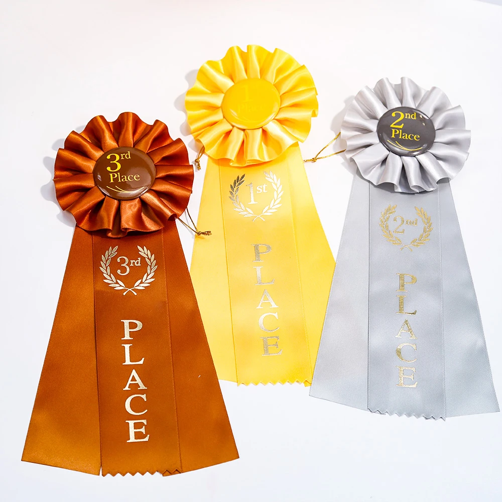High quality make polyester mvp rosette award ribbon