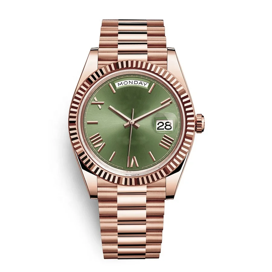 Classic Stainless Steel Rose Gold Radial Ray Dial Week Date Display Watch Luxury Women mechanical Watches Custom Your Logo