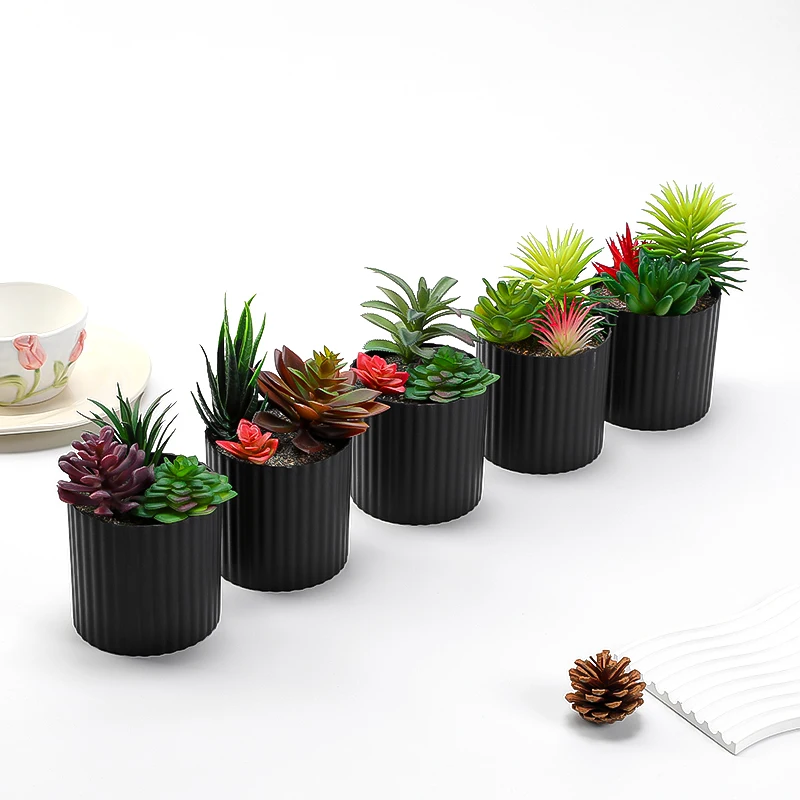 Duofu Home Decor Succulent Artificial Plant Potted DIY Decorative Baubles Holiday Decorations