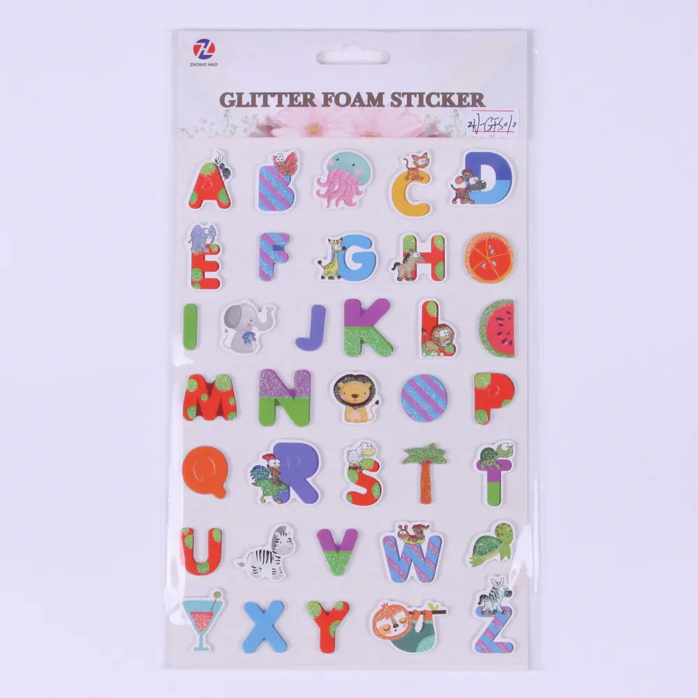 Glitter Foam Stickers - Alphabet-number  - Self-Adhesive Stickers for Kids
