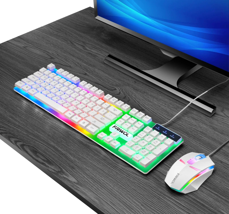 Office Table Computer Pc Mouse Kit Wired Key Board Gamer Ergonomic Gaming Keyboard And Mouse Set Combos