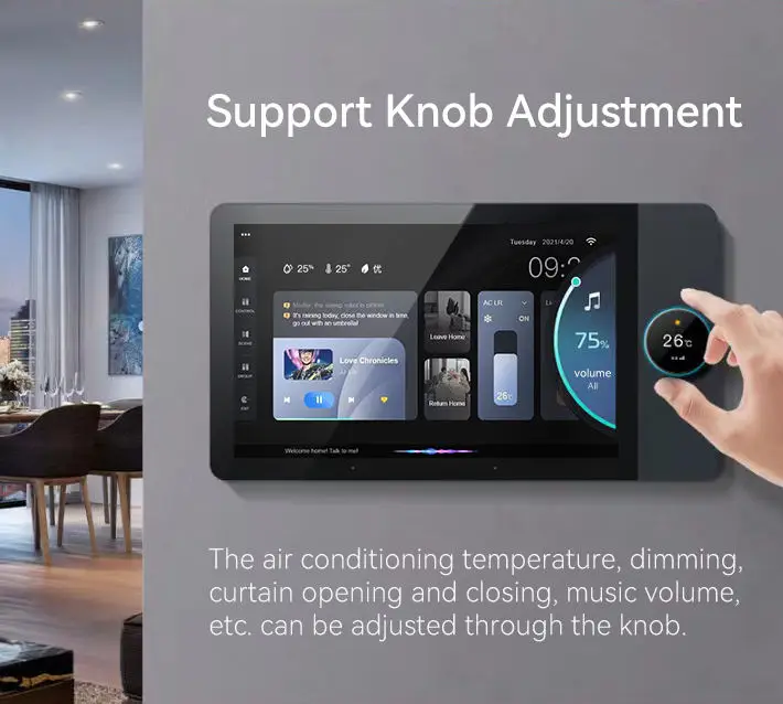 tuya HD LCD touch control panel Android Smart home Central Control gateway with audio music play light-dimmer function