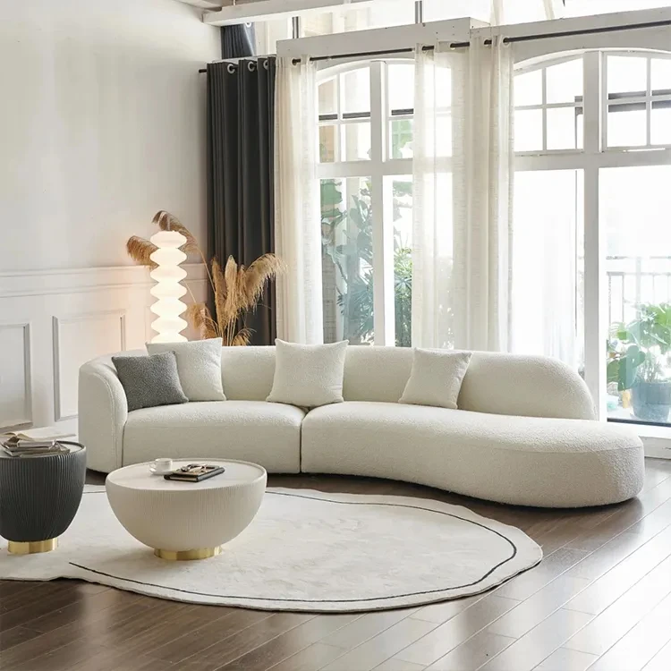 designs home furniture modernos sofa modern living room round cloud sectional curved white Sofa