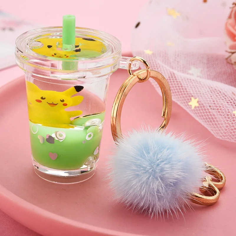 Verified keychain manufacturer wholesale transparent acrylic material bubble tea boba milk tea keychain
