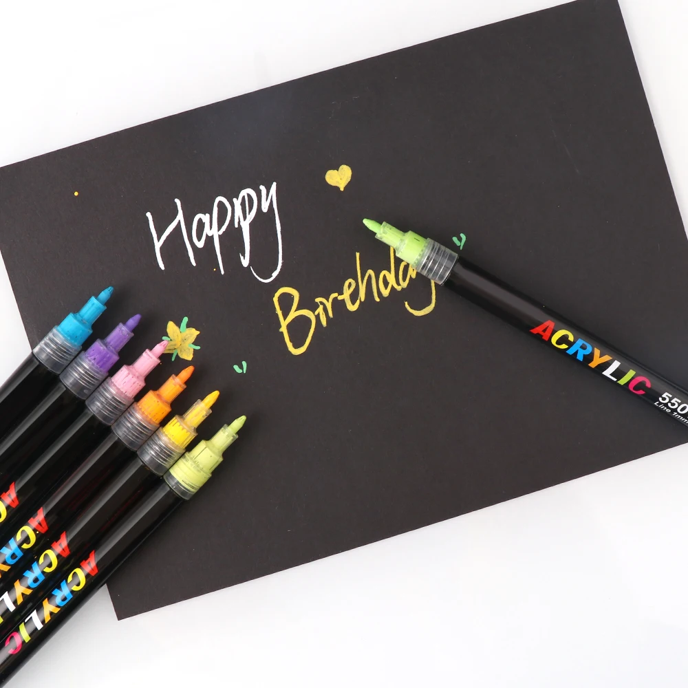 ANI 12/24 colors acrylic water based paint markers acrylic paint pens set fine art marker For Wood Ceramic Metal Fabric Canvas