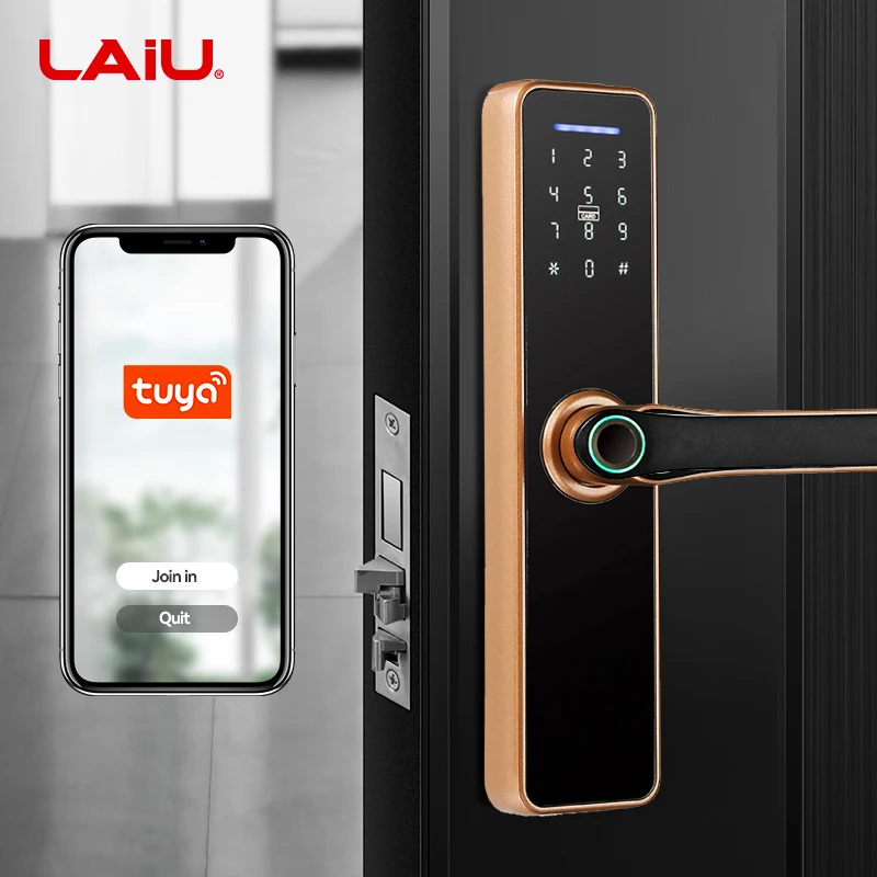 LAIU X7 TTlock/Tuya Biometric Front Wooden Door Lock With Aluminum Alloy Body