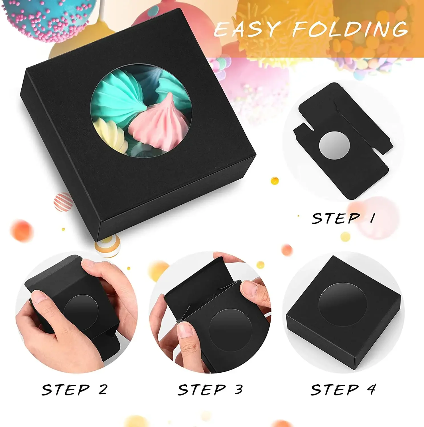 Wholesale Recyclable Cheap Folding Packaging Box Kraft Paper Cake Box With Window