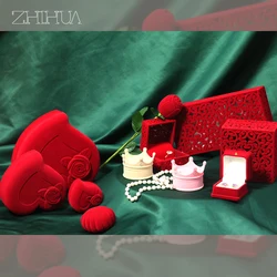 Cute Mini Jewelry Box Customized Logo Red Flocking Gift Packaging Lovely Earrings Ring Case