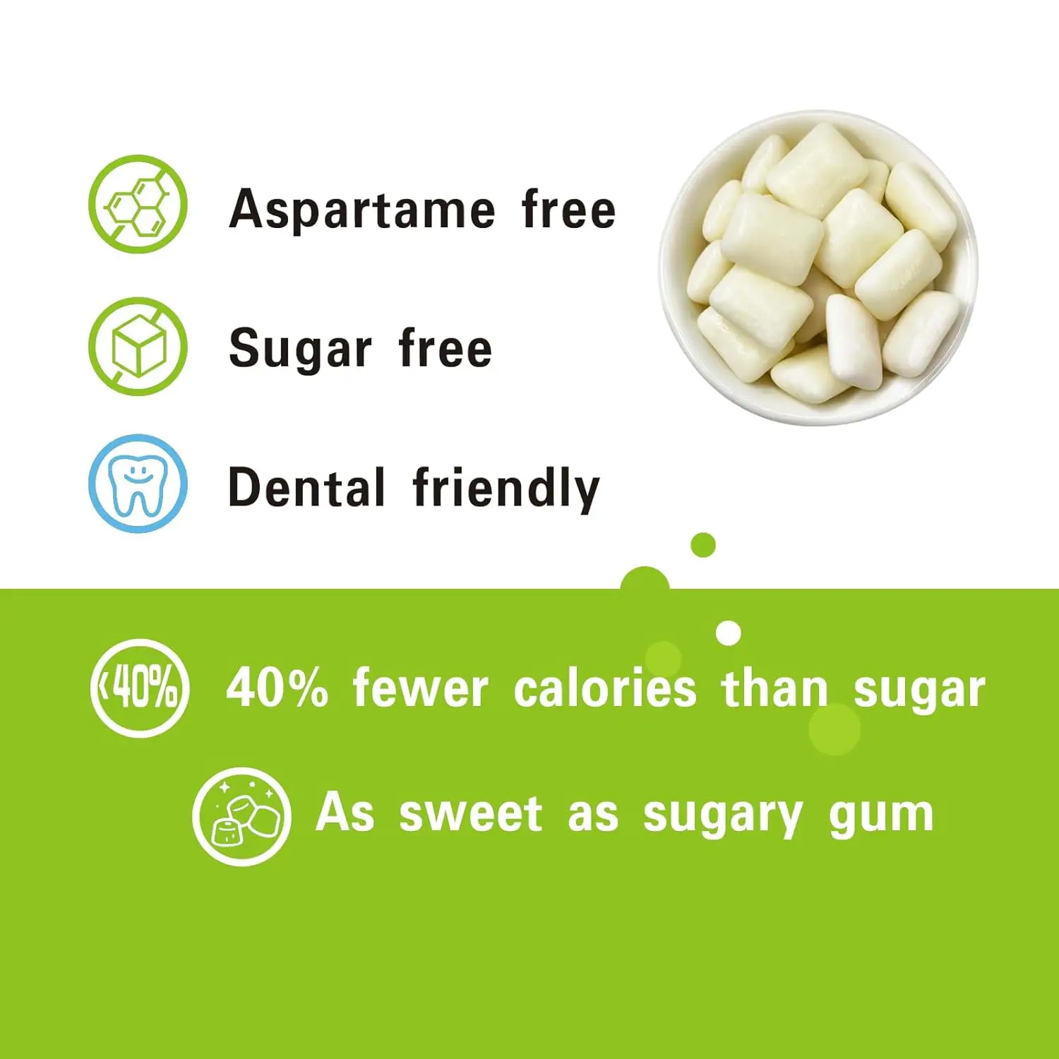 Sweetened 100% Xylitol Sugar Free Peppermint Vegan Chewing Gum Natural Pillow Oem Novel Design Factory Price