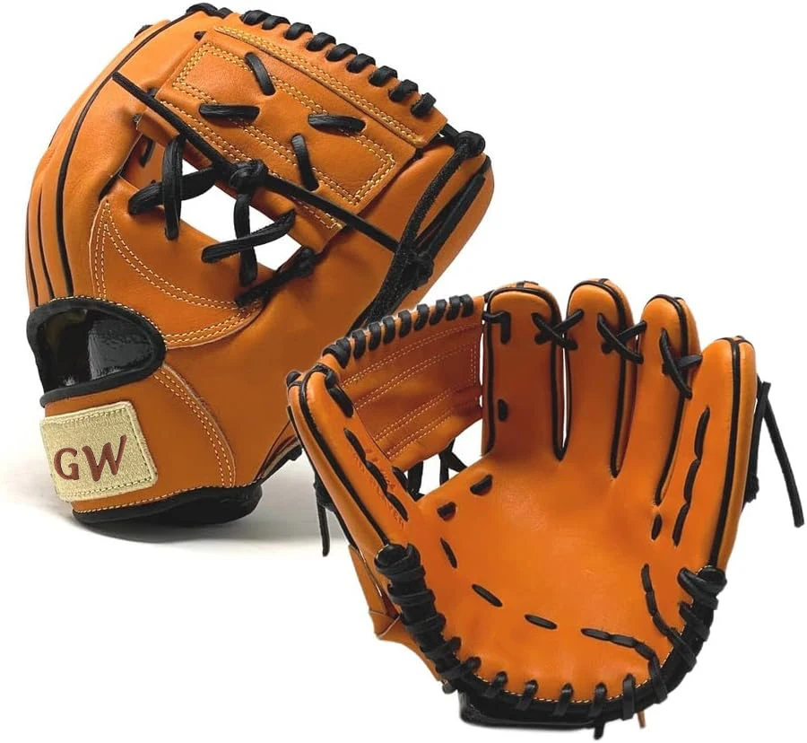 Orange Black Right Hand Throw Kip Leather 11 Inch One Piece Web Baseball Glove