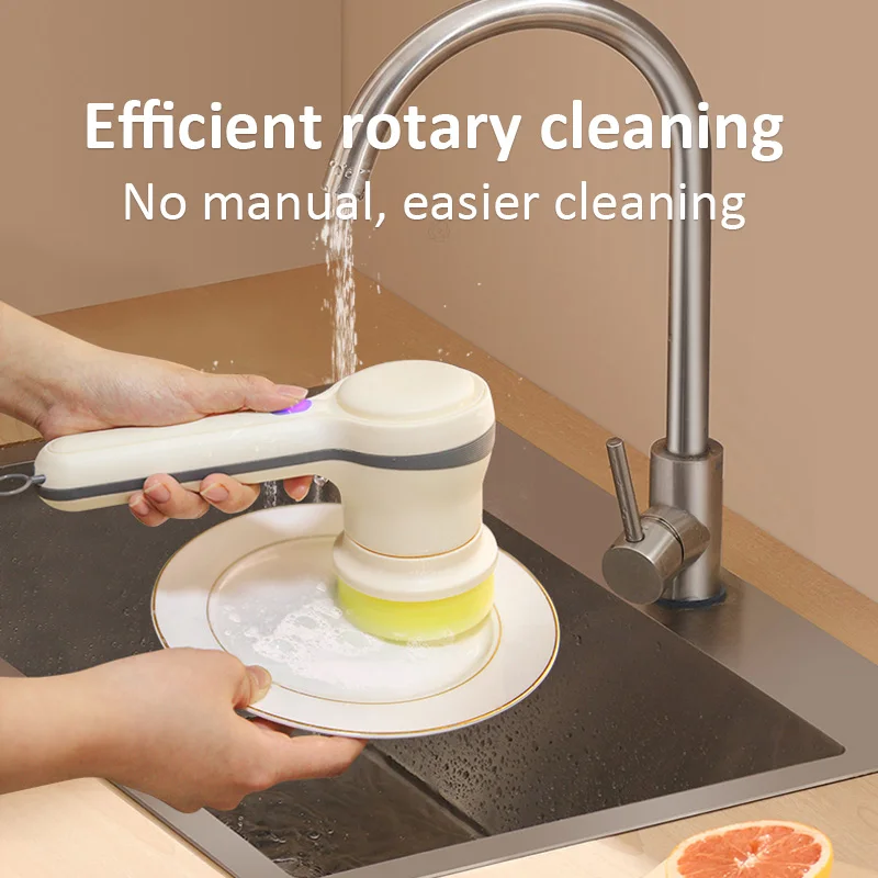 2 Gears 4 Head Brushes Microwave Oven Steam Cleaner Kitchen Refrigerator 360 Degree Rotary Spin Scrubber Cleaning Brush Sets