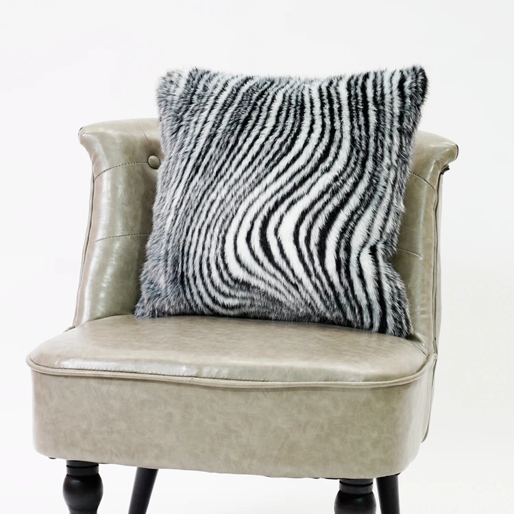 Luxury Printed High Pile Fur Home Decor Pillows Decorative Cushion Cover For Living Room