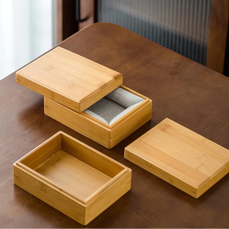 Desktop retro solid wood simple storage box Bedroom earrings necklace jewelry organizer box