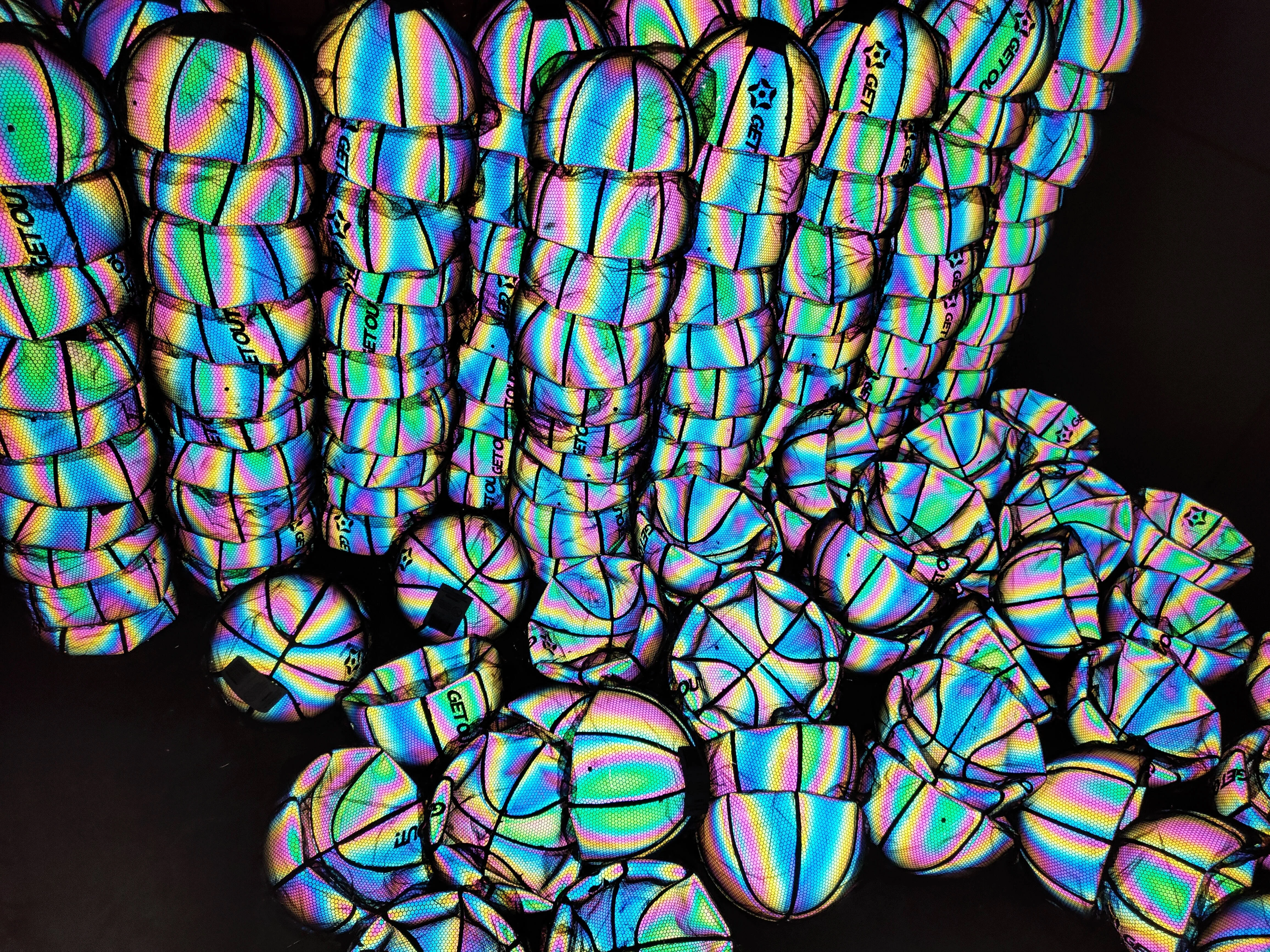 Custom logo luminous reflection holographic soccer ball rugby ball lit football luminous football factory OEM made in China