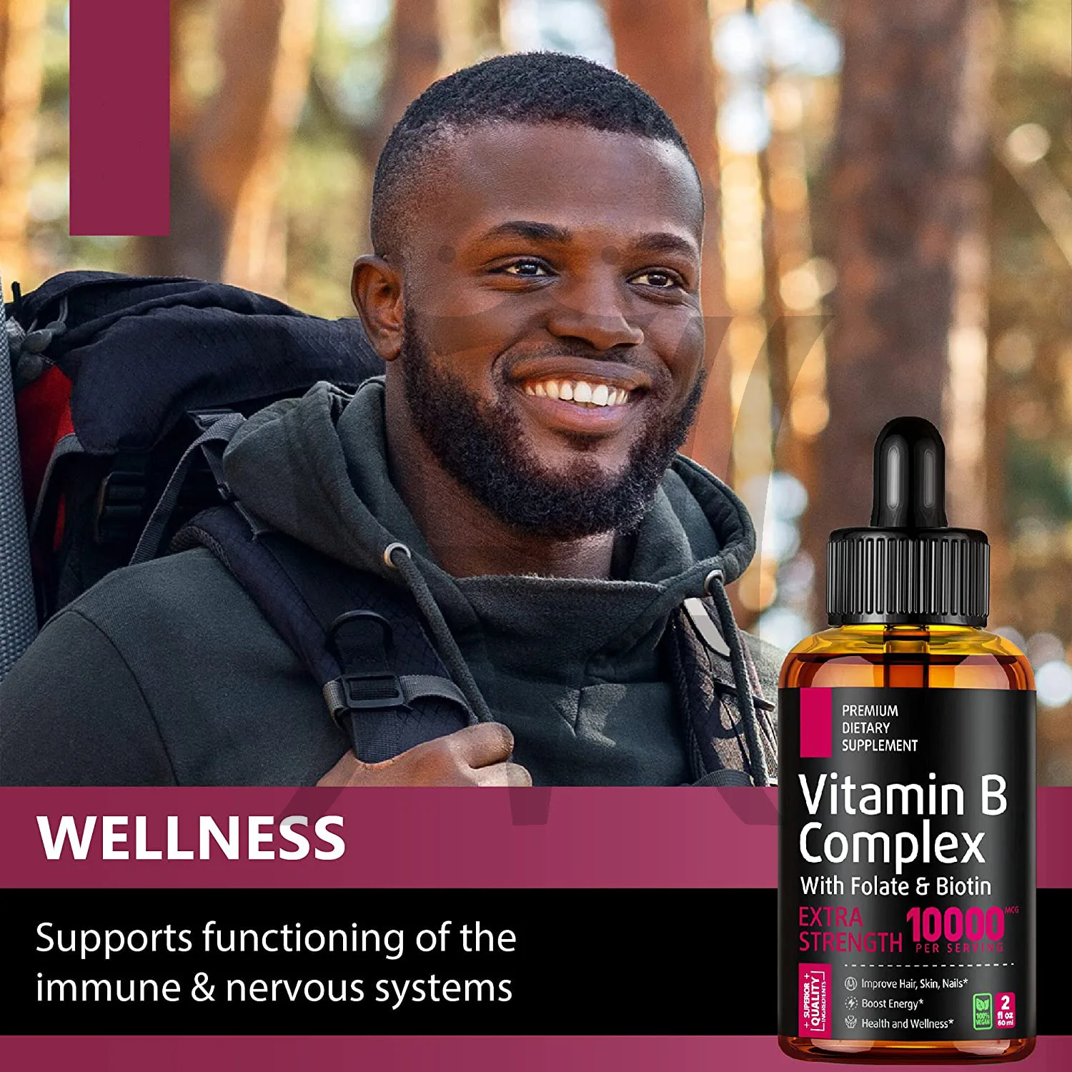 Custom Organic Health Supplement whitening 10000mg Vitamins B Complex Liquid Drops With Fast Absorption For Immune Support