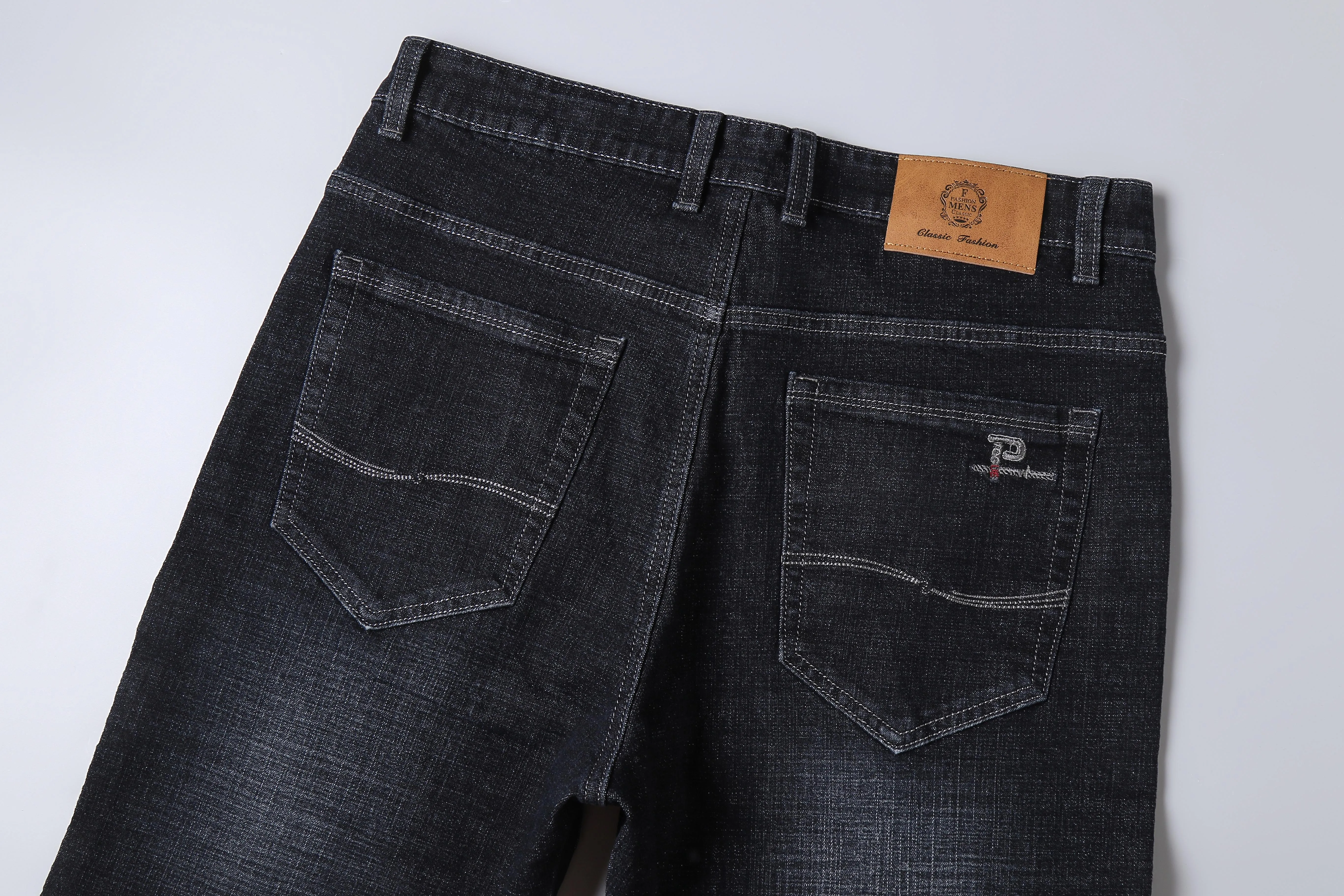 Custom Distressed Enzyme Wash Stonewashed Streetwear Hip Hop Y2K male slim fit Stacked Denim Men skinny Jeans