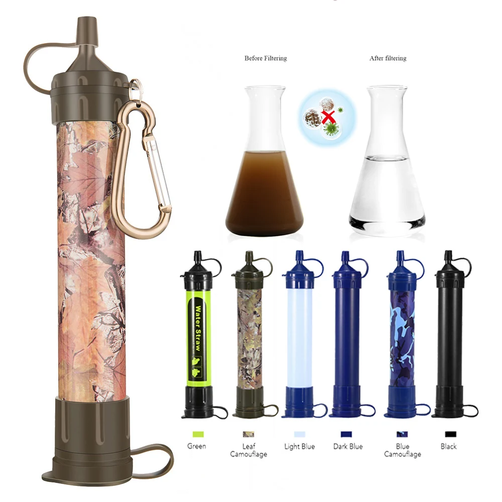 Outdoor Portable Personal Water Filter Straw Emergency Survival Water Filtration System Purifier for Camping Hiking Backpacking