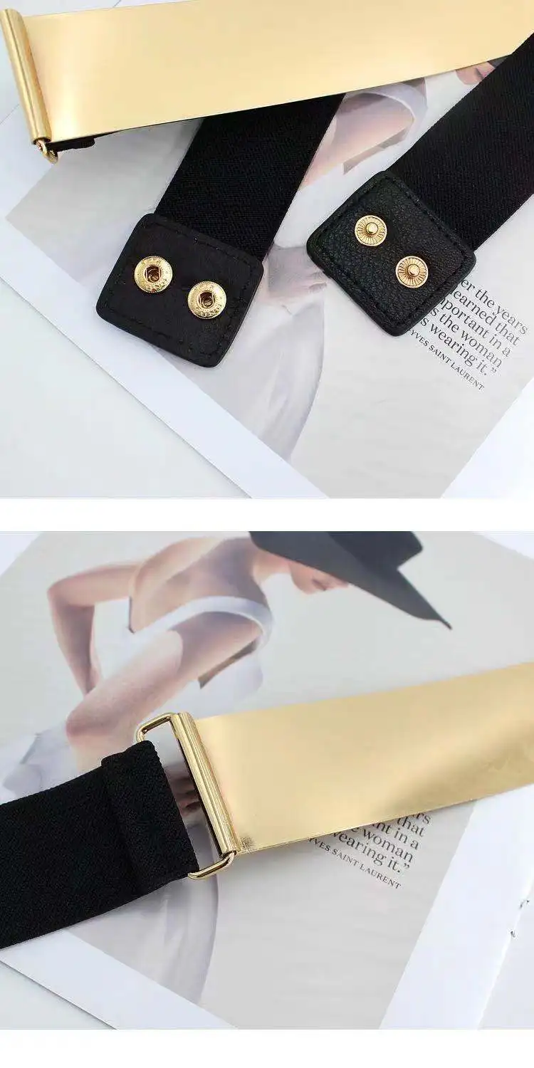 
Metal Elastic Waist Belts Dresses gold metal sheet simple Belt slim Girls Waist Belts Waistband 