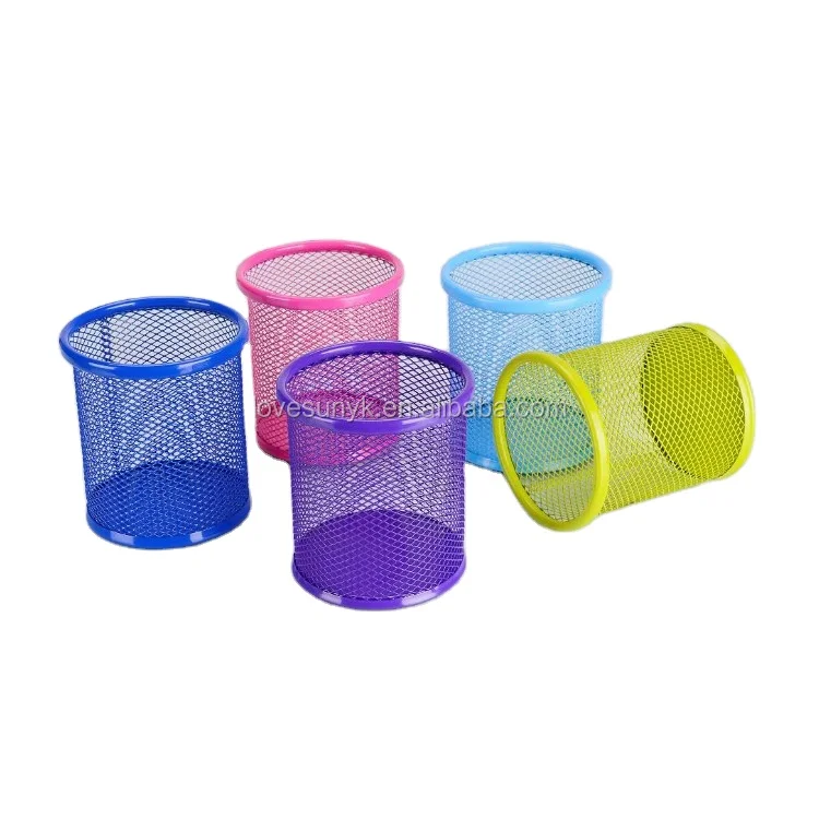 Unique Round Mesh Pen Storage Pencil Pot Holder Container Desk Organizer